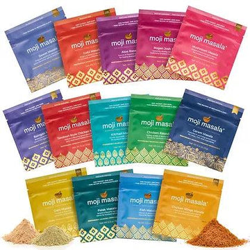 Complete Indian Spice Gift Set – All 14 Blends for Meat, Fish, Vegetable & Rice Dishes | Pre-Measured, 14 Recipes | moji masala®