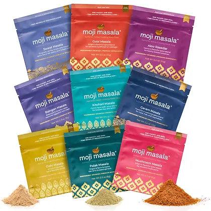 Indian Vegetarian Spice Gift Set – 9 Plant-Based Dishes | Spinach, Cauliflower, Eggplant, Lentils, Rice & More | moji masala®