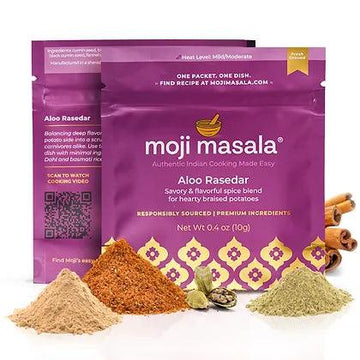Vegan Indian Spice Gift Set – Spinach Curry, Cauliflower Curry & Potato Curry | 3 Plant-Based Dishes, Pre-Measured | moji masala®