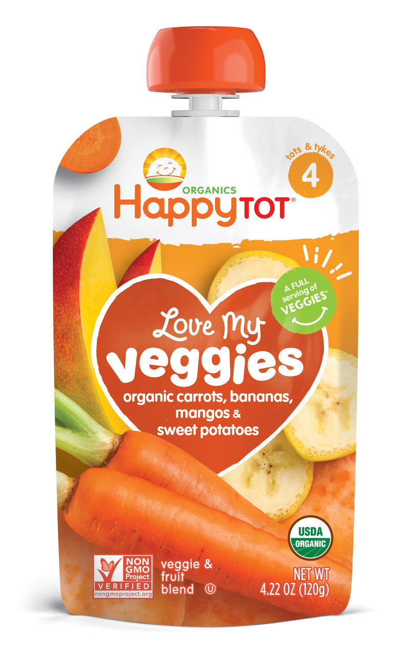 Happy Tot Love My Veggies Organic Carrot Banana Mango And Sweet Potato Blend (16X4.22 Oz)