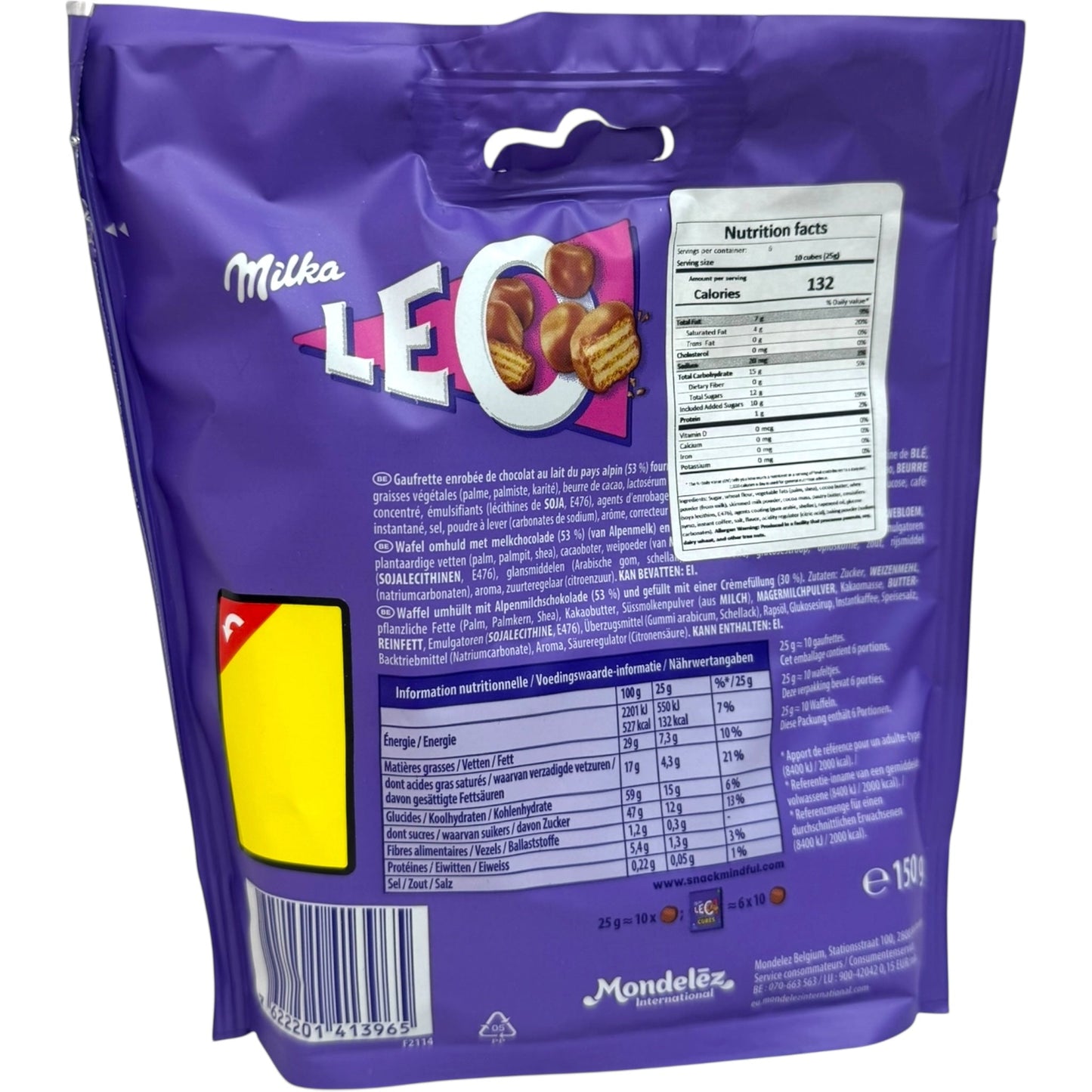 Milka Milk Chocolate Wafer Cubes – 150g Snack