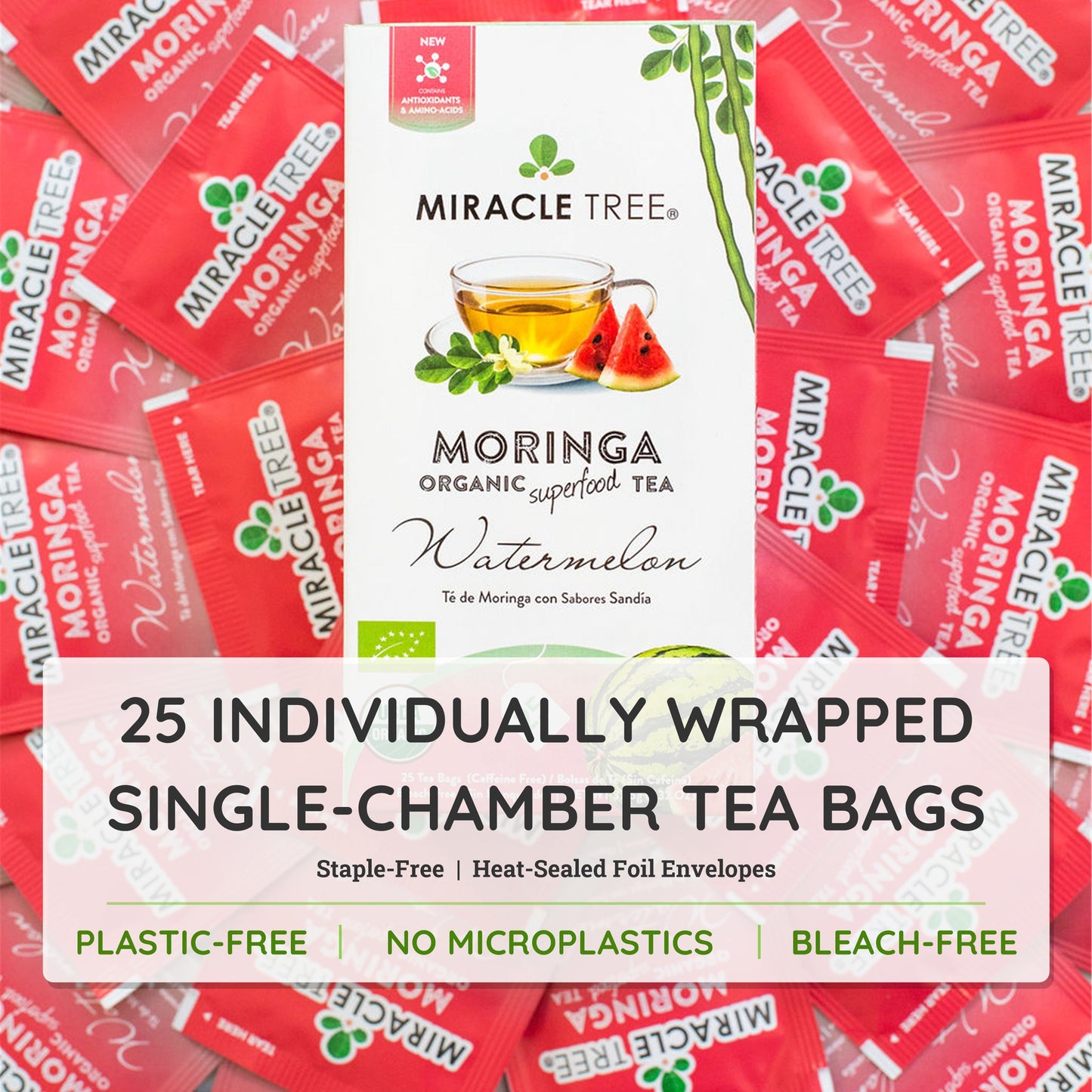Organic Moringa Tea - Watermelon - Caffeine-Free Herbal Tea