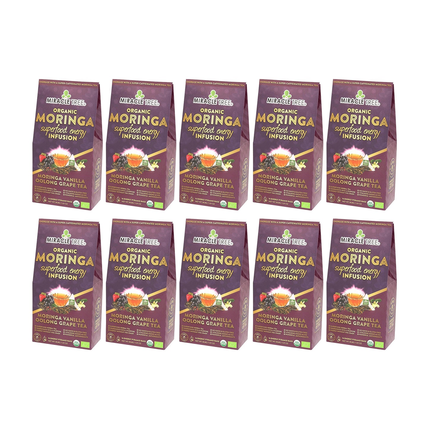 Organic Moringa Energy Tea - Grape Vanilla - Natural Coffee Alternative