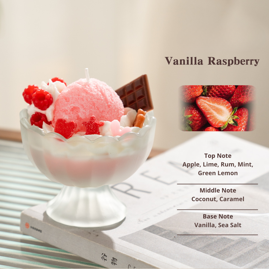Fruit Ice Cream Creative and Beautifully Shaped Yogurt Cup Soy Wax Scented Candle, Dessert-Inspired Decorative Candle Gift for Birthday, Souvenir, Home Decor and Special Occasion Gifting