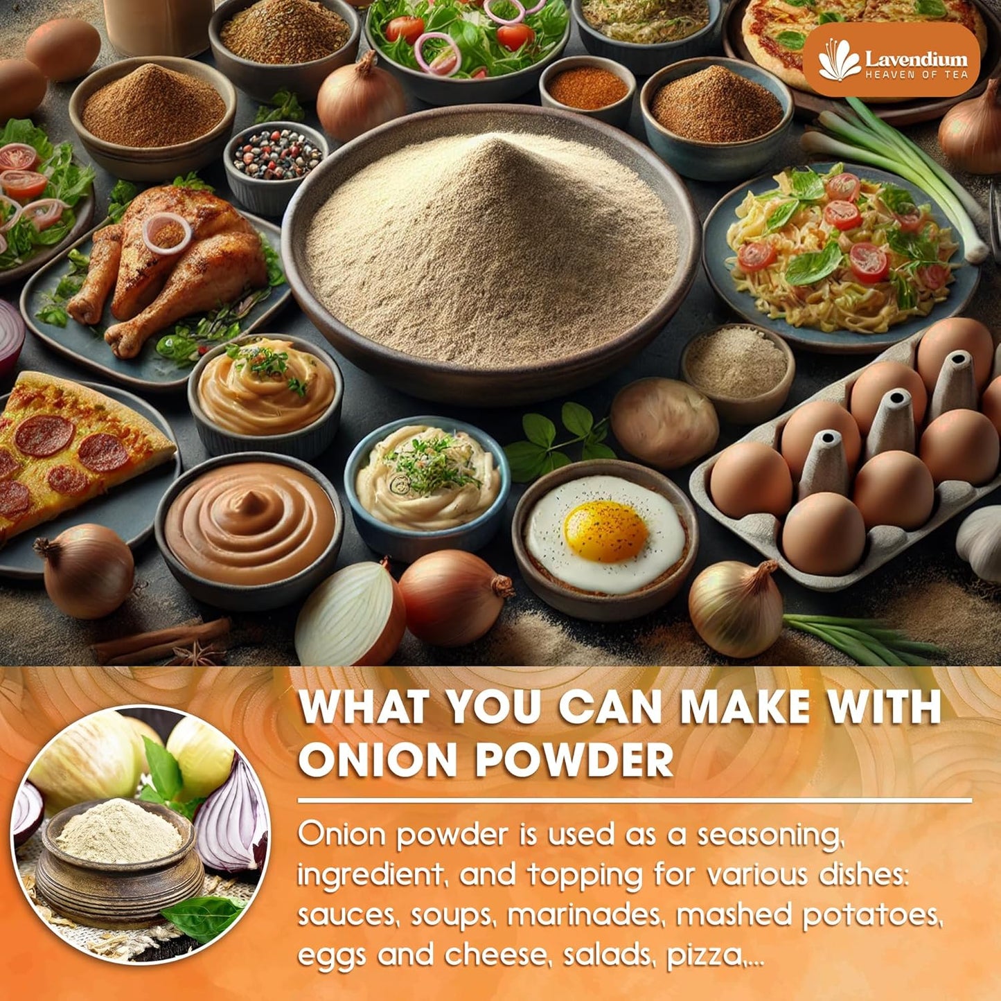 Premium Onion Powder, 100% Natural and Pure from Onion, Rich Flavor, Perfect for Cooking & Seasoning