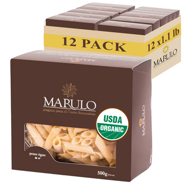 Marulo, Organic Penne Pasta, Artisan Bronze Die-Cut Pasta, 12 Pack x 1.1 lb