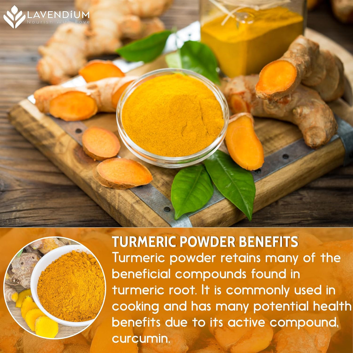 Turmeric Powder, 100% Natural & Pure, Ground, Seasoning Root Powder, No Additives, No Gluten, Vegan