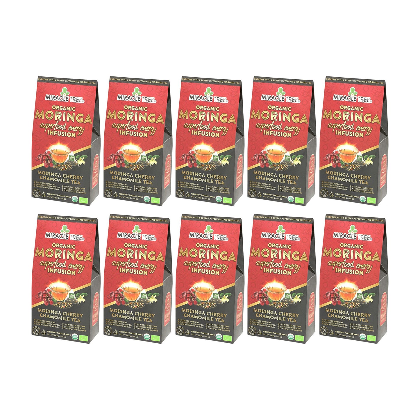 Organic Moringa Energy Tea - Cherry Chamomile - Natural Coffee Alternative