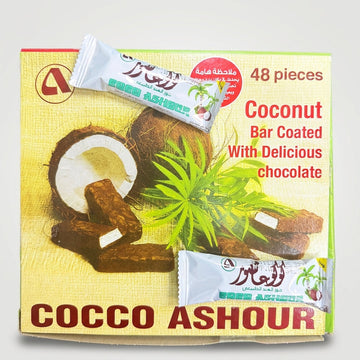 Cocco Ashour Coconut Bar 48 Pieces - Chocolate Coated Wafer Biscuits