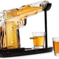 Pistol Gun Decanter Set + 2 Bullet shot Glasses & Wood Stand