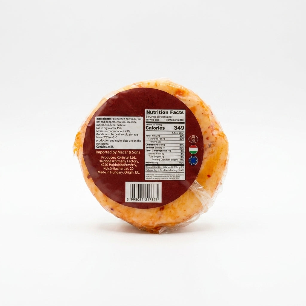 Hajdú Kashkawan Red Pepper Cheese 200g - Hungarian Cow's Cheese