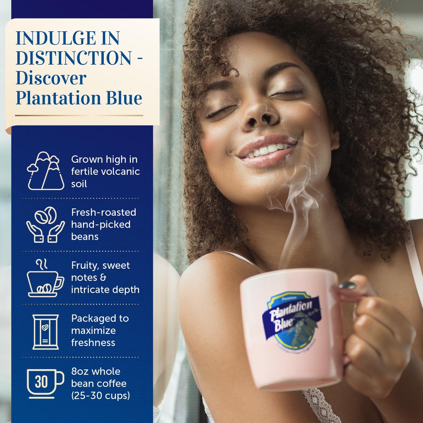 Plantation Blue 100% Jamaica Blue Mountain Coffee — Dark Roast Whole Beans | 8oz | JACRA Certified