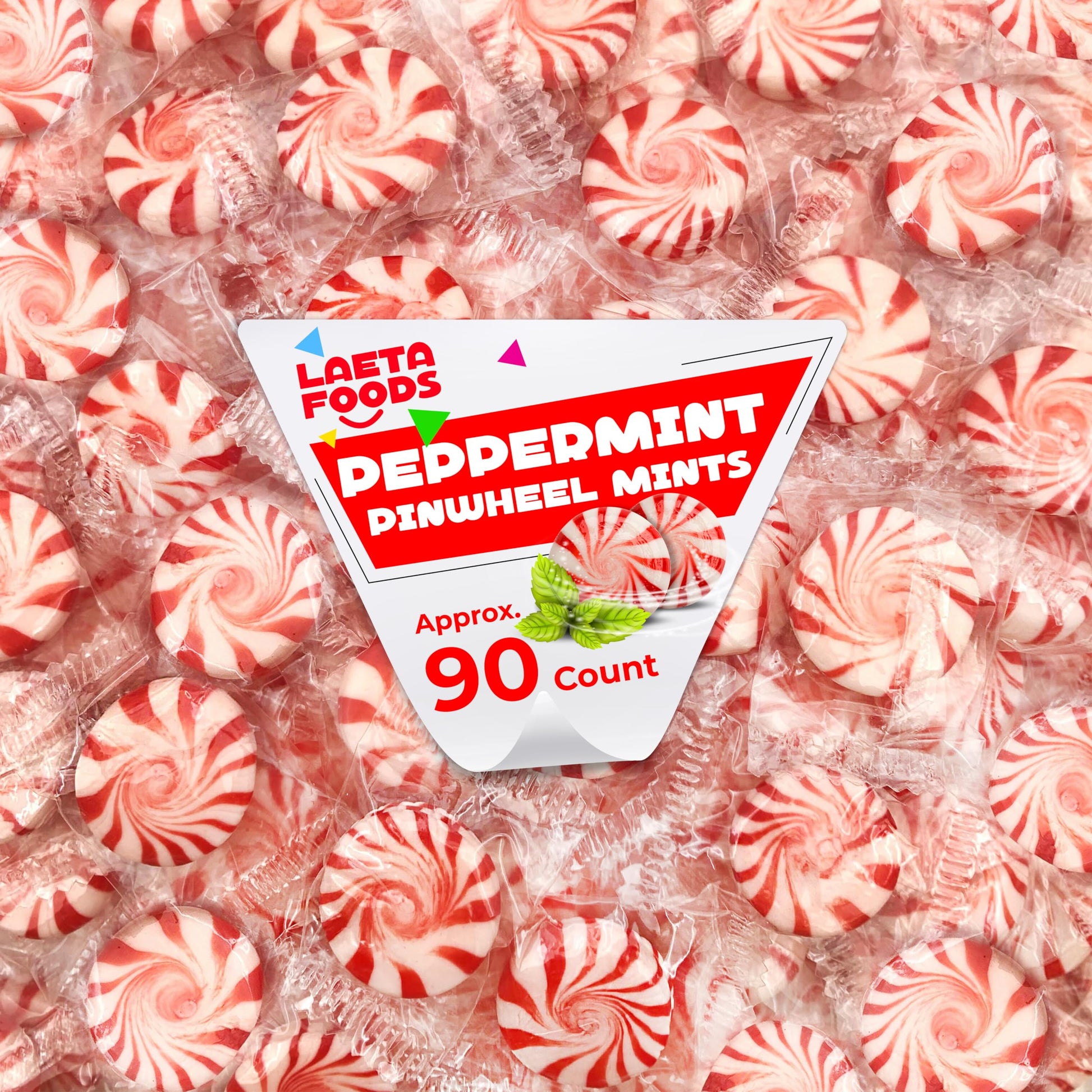 Peppermint Pinwheel Starlight Mints Hard Candy (1 Pound Bag - Approx. 90 Count)