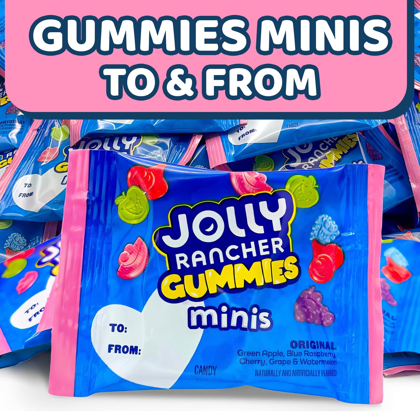 Fruit-Flavored Gummies Minis To & From - 3Lb Bag (Approx. 60 Pieces), Individually Wrapped Fruity Chewy Candy