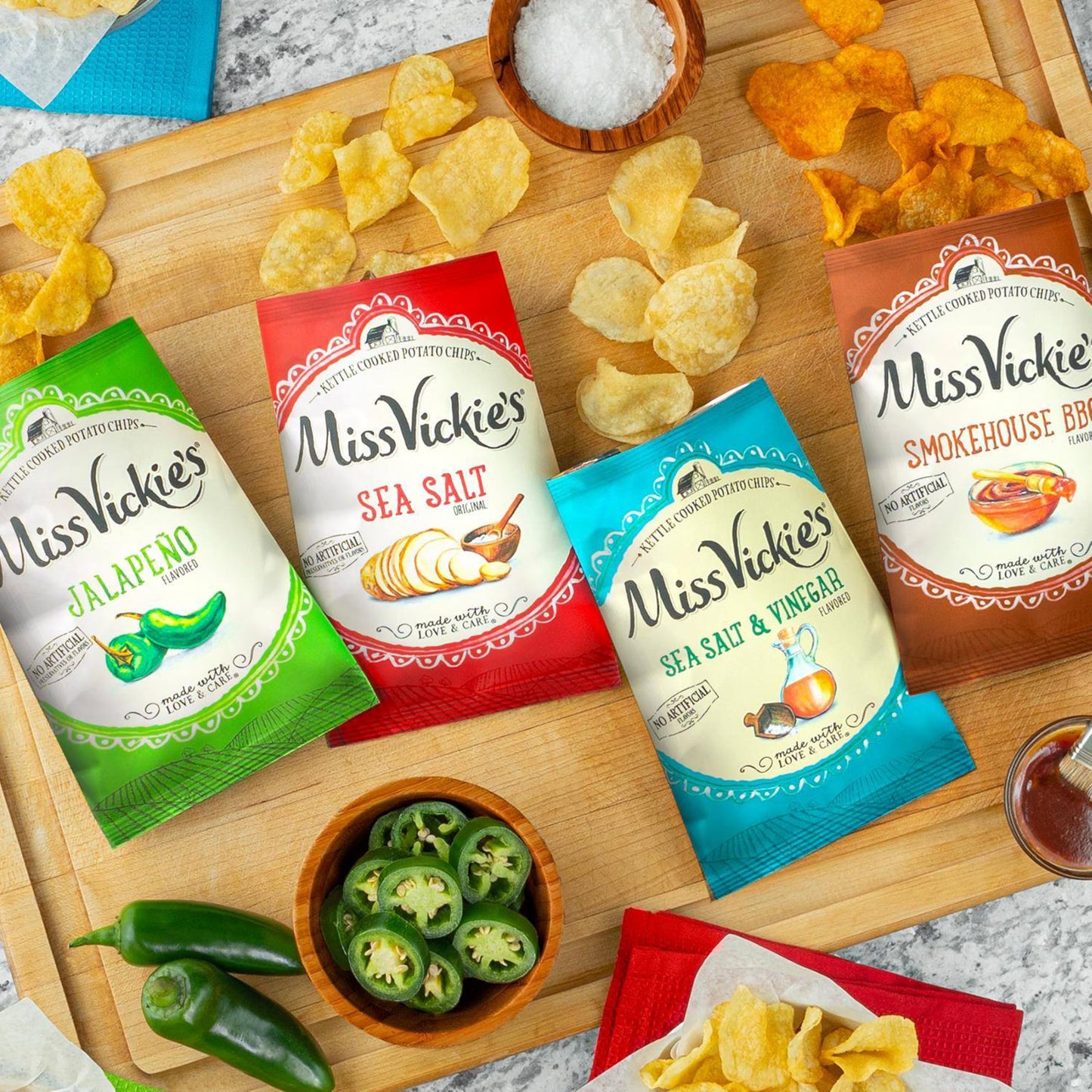 Miss Vickies Kettle Cooked Potato Chips, Spicy Dill Pickle, 8 Oz