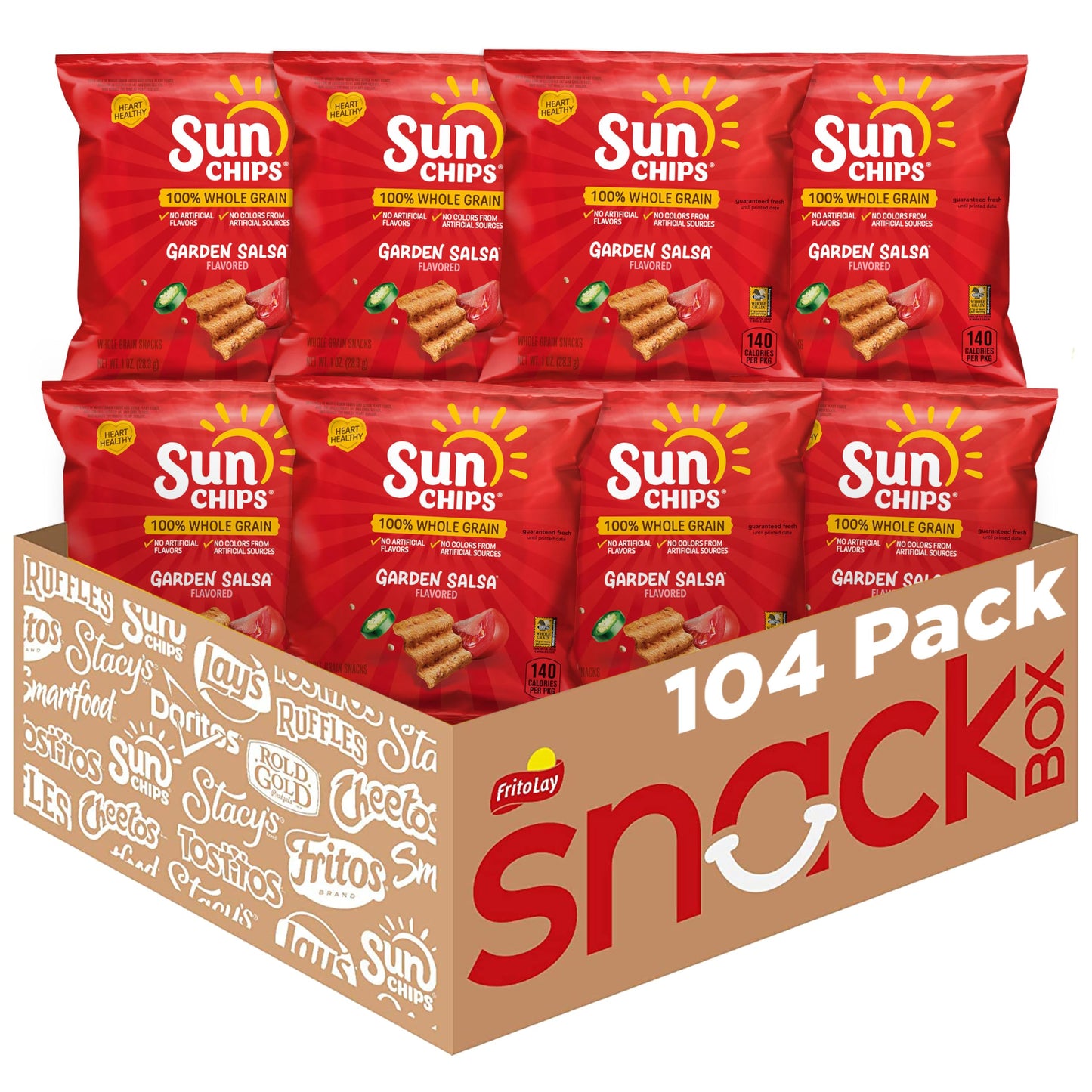 SunChips Garden Salsa Flavored Multigrain Snacks, 1 Ounce (Pack of 104)