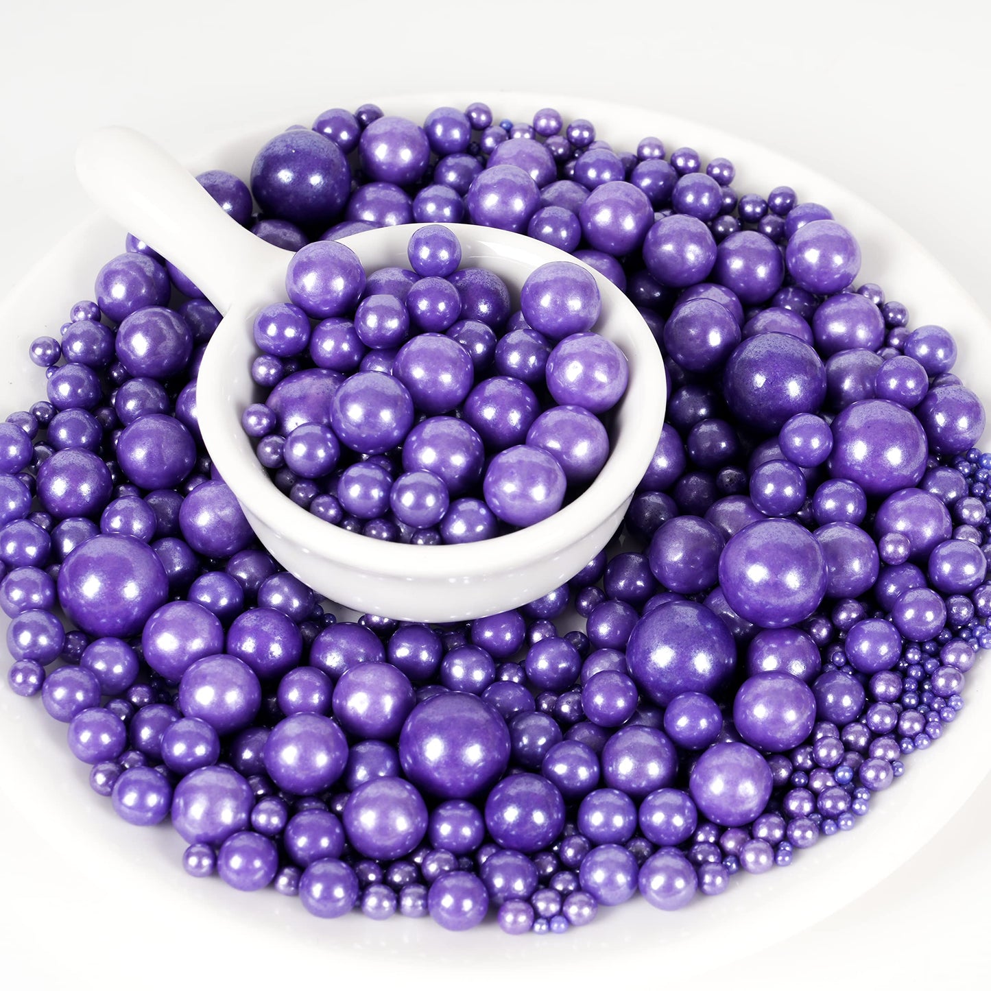 Kasvan Purple Pearl Sugar Sprinkles - Edible Candy Pearls 130G/4.58 Oz, Mix Size, Baking Cake Decorations, Ice Cream Toppings An