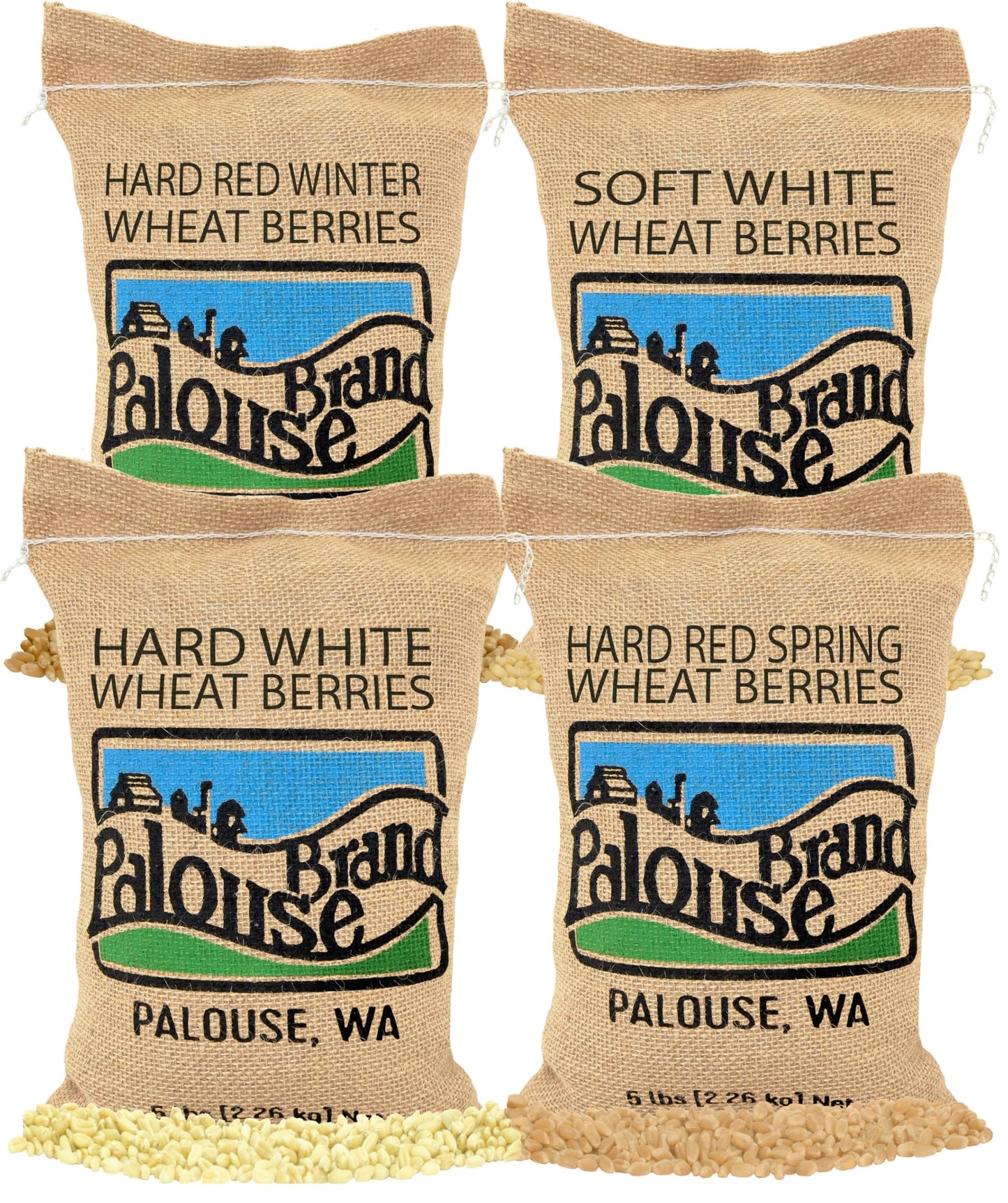 Palouse Brand Wheat Berry Variety Pack - Non-GMO, Kosher, 20 lbs (4 x 5 lbs) - USA Grown, Field Traced, 100% Desiccant Free