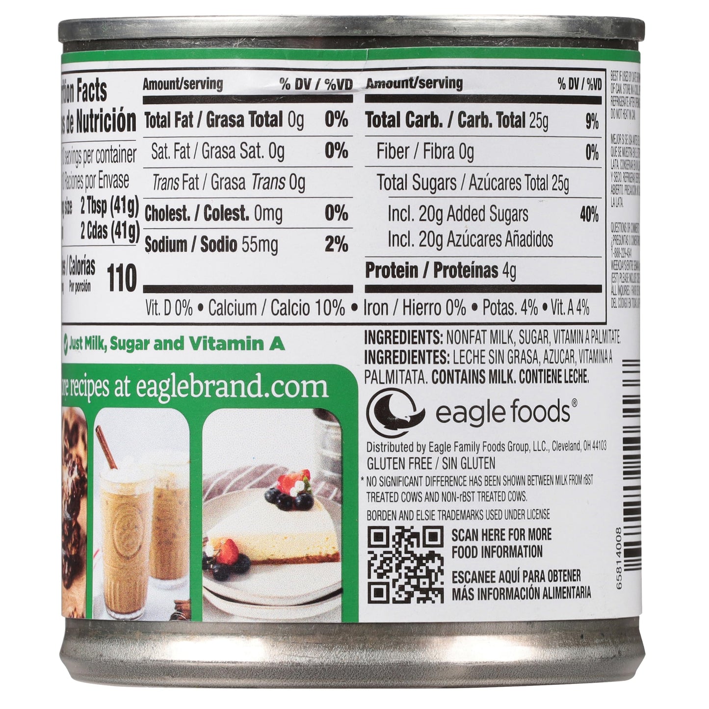 Borden Eagle Condensed Milk, Plain Sweetened, 14 oz