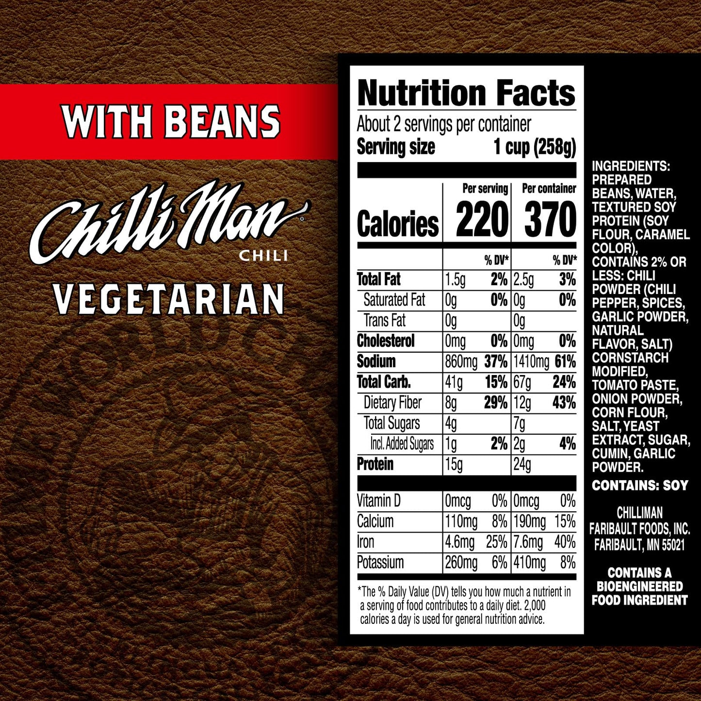 CHILLI MAN Chili Vegetarian (12 Pack) 15 ounce can