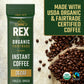 Rex Coffee Organic Fairtrade Decaf Freeze-Dried Instant Sticks - Naturally Decaffeinated Arabica  25 Single-Serve Packs  Mountain Water Process