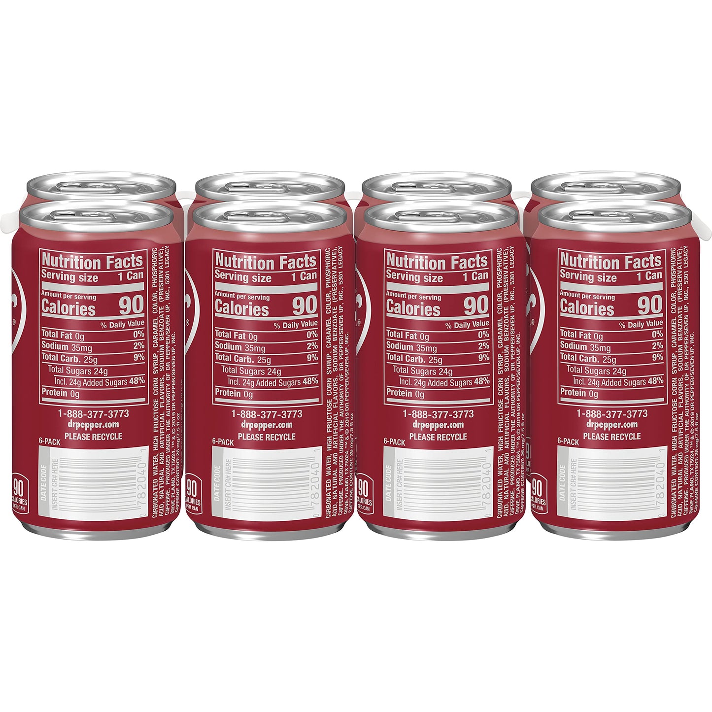Dr Pepper Soda 7.5oz Small Slim Mini Cans 3/8 Packs (24 Cans) (Choose Flavor Below) (Original)
