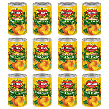 Del Monte Yellow Cling Sliced Canned Peaches In 100% Juice  15 Oz Can (Pack Of 12 Cans)