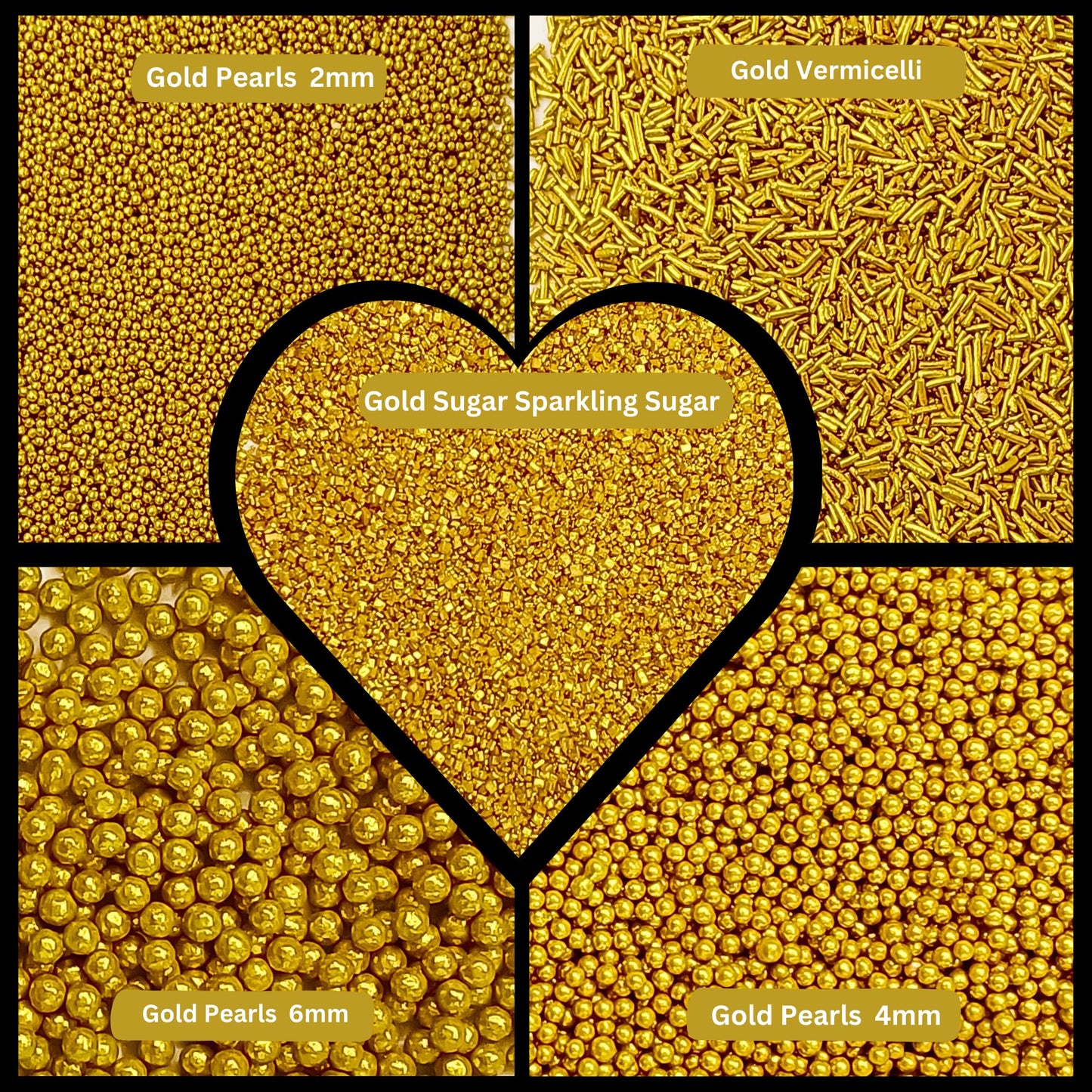 Confect Gold Sprinkles | Sprinkles for Cakes & Cupcakes Decoration | Birthday Sprinkles | Assorted Pack of 5 Golden Glam Gold Sp
