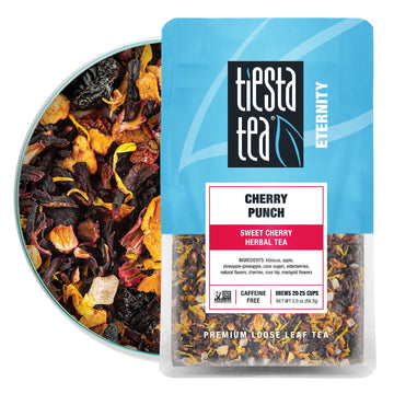 Tiesta Tea - Cherry Punch | Sweet Cherry Herbal Tea | Premium Loose Leaf Tea Blend | Non-Caffeinated Fruit Tea | Make Hot Or Iced & Up To 25 Cups | Made W/Natural Ingredients - 2Oz Resealable Pouch