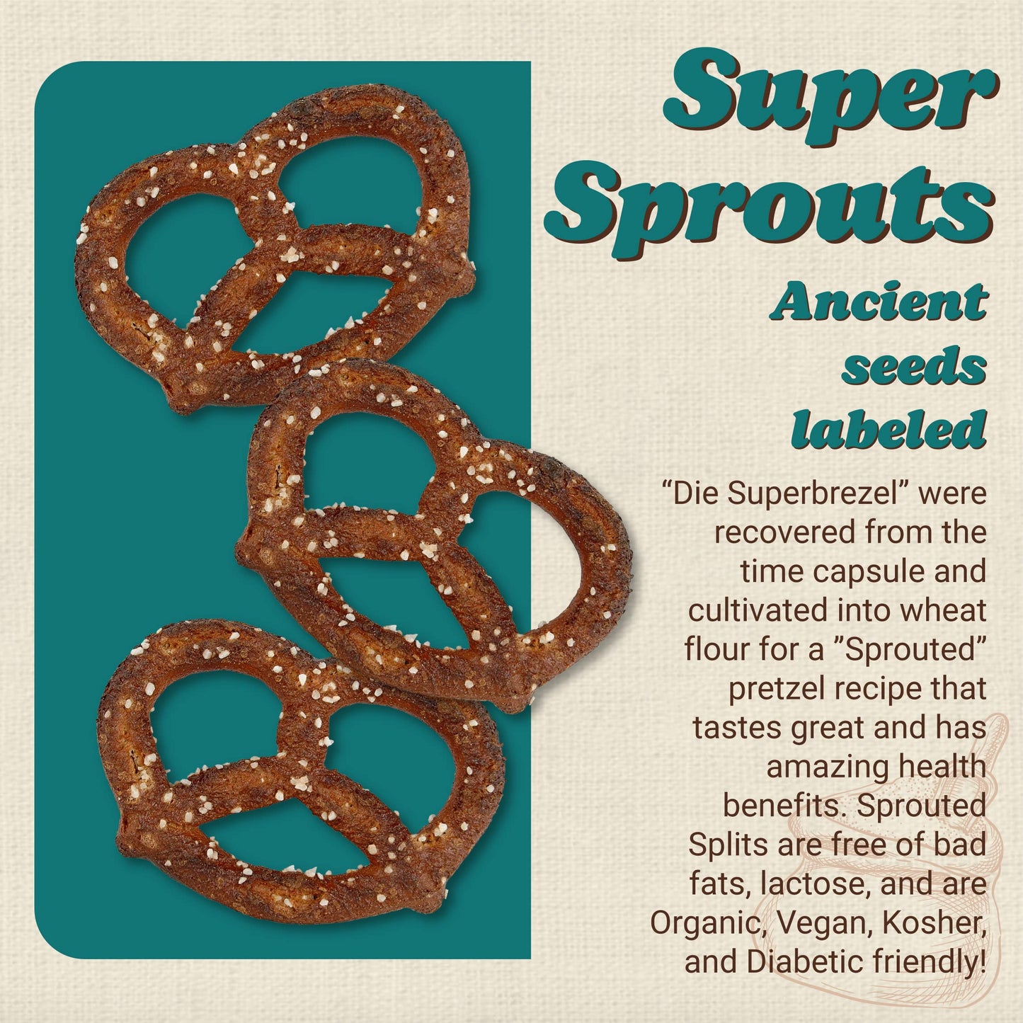 Unique Snacks Sprouted Splits Pretzels, Sprouted Pretzels, Delicious Homestyle Baked Snack Bag, Ou Kosher, And Non-Gmo Food, No