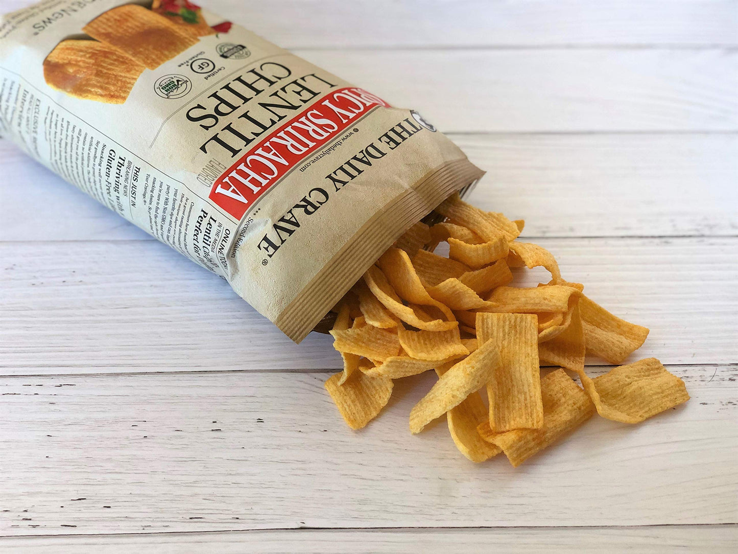 The Daily Crave Lentil Chips, Spicy Sriracha, 4 G Protein, Gluten-Free, Non-Gmo, Kosher, Crunchy, 4.25 Oz (Pack Of 8)