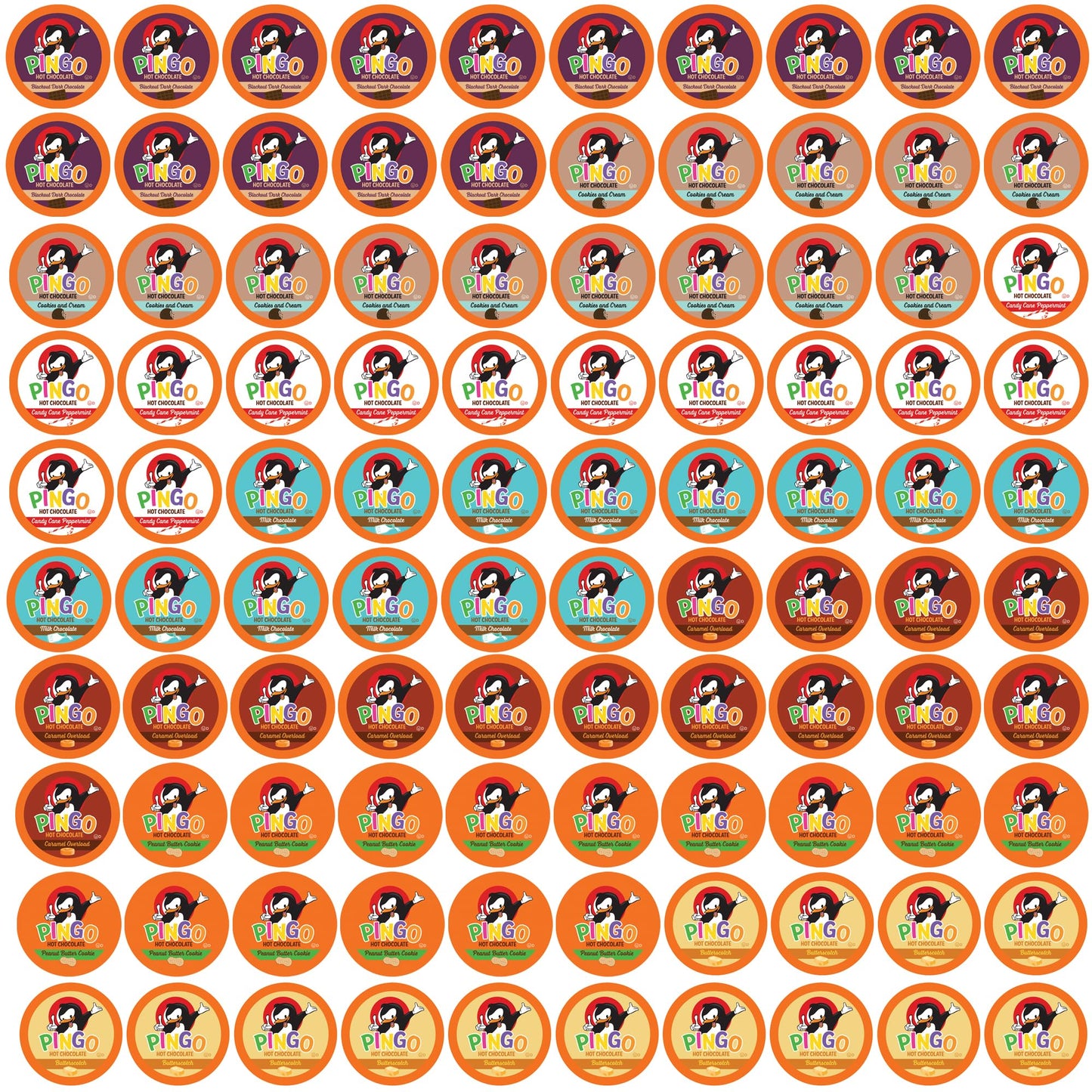 Pingo Hot Chocolate Pods For Keurig Kcup Beverage Makers  Assorted Cocoa Variety Pack  100 Count