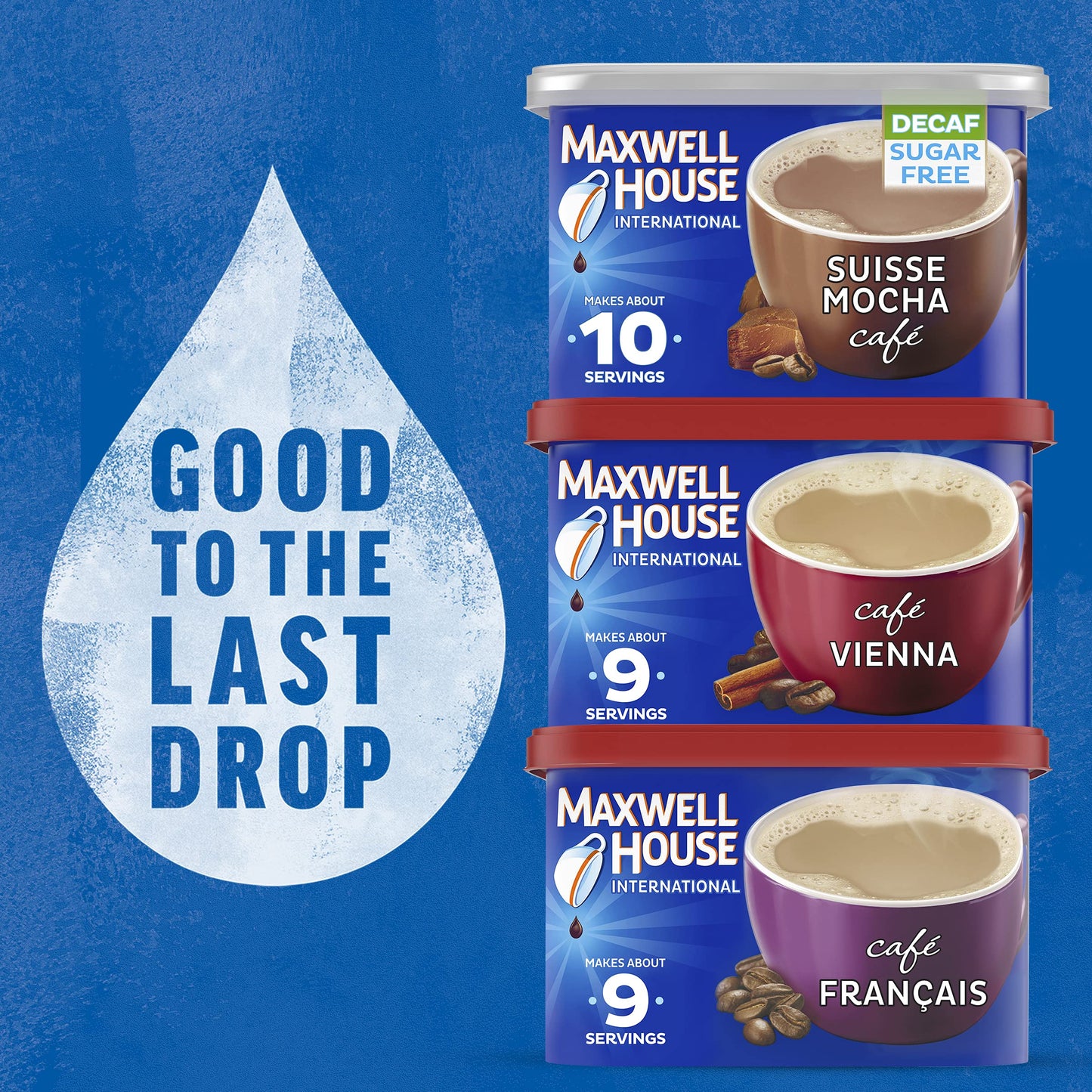 Maxwell House International Suisse Mocha Caf  -Style Decaf Sugar Free Instant Coffee Beverage Mix (8 ct Pack, 4 oz Canister)