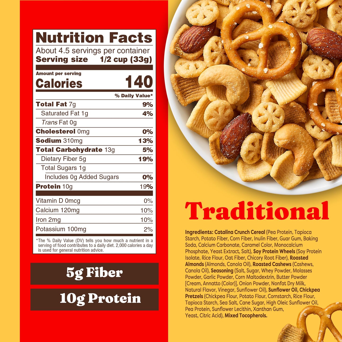 Catalina Crunch Protein Snack Mix - 10G Protein, 1G Sugar Per Serving - Good Source Of Fiber, Keto, Gluten Free - Traditional, 5.25 Ounce Bag (Pack Of 1)