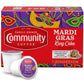 Community Coffee Mardi Gras King Cake Flavored Coffee Pods, Medium Roast, 12 Count, Compatible with Keurig 2.0