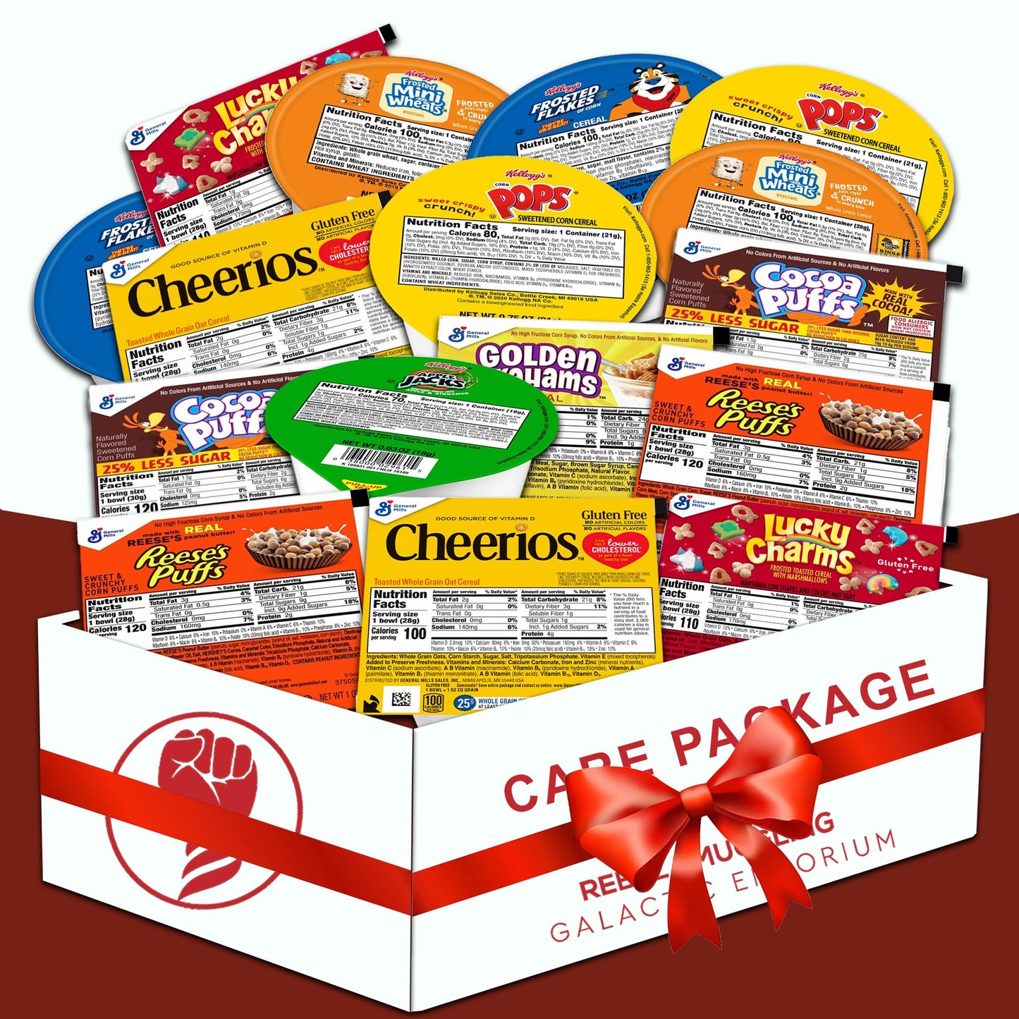 Individual Cereal Cups Variety 18 Pack- 2 Cups Each Of 9 Flavors Gift Basket Care Package By Rebel Smuggling Galactic Emporium