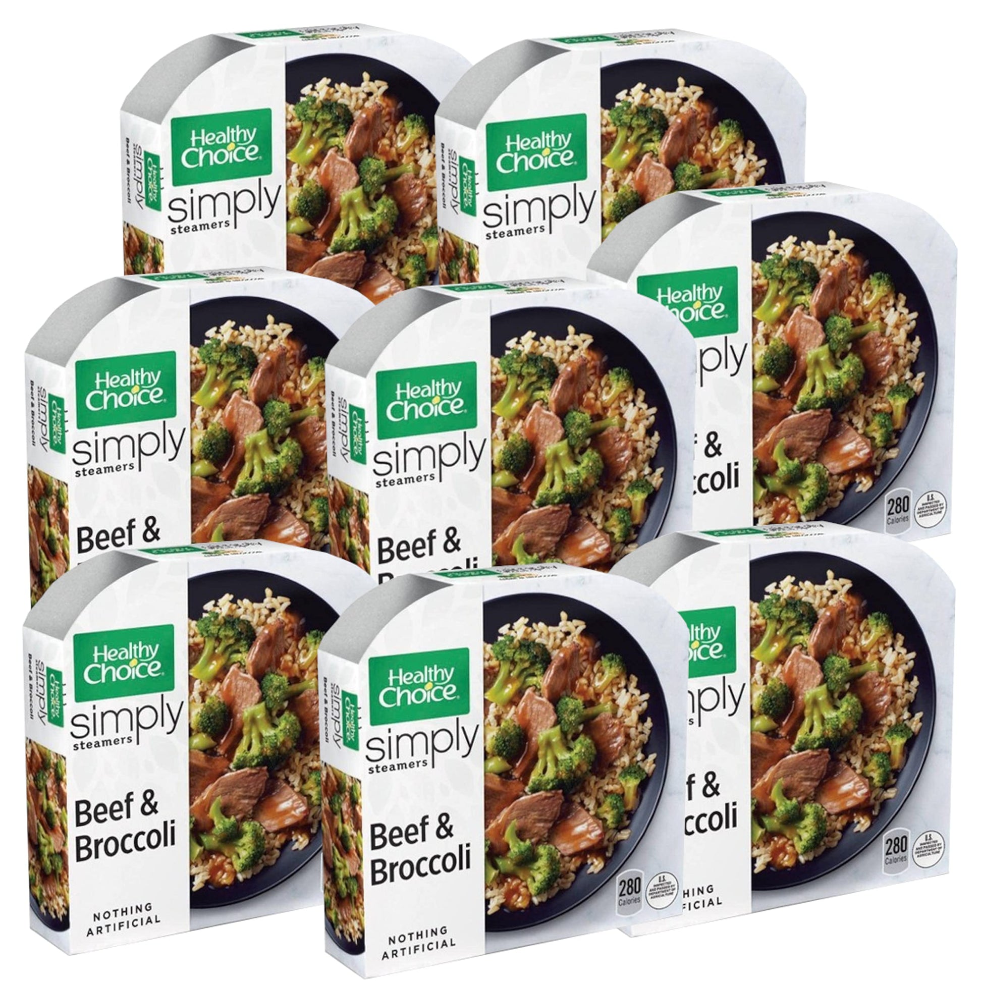 Ready Set Gourmet Healthy Choice Simply Steamers Beef & Broccoli 8-Pack (10oz Each) - No Artificial Ingredients