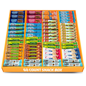 Granola Bars Bulk Variety Pack - Healthy Granola Bars Variety Snack Box for Office Snacks & Healthy Breakfast Bars - Snacks Variety Pack for mature-themeds and Kids (60 Count)