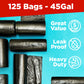 Toughbag 40-45 Gallon Trash Bags, 40 X 48'' Black Garbage Bags (125 Count) - Outdoor Industrial Garbage Can Liner For Commercial