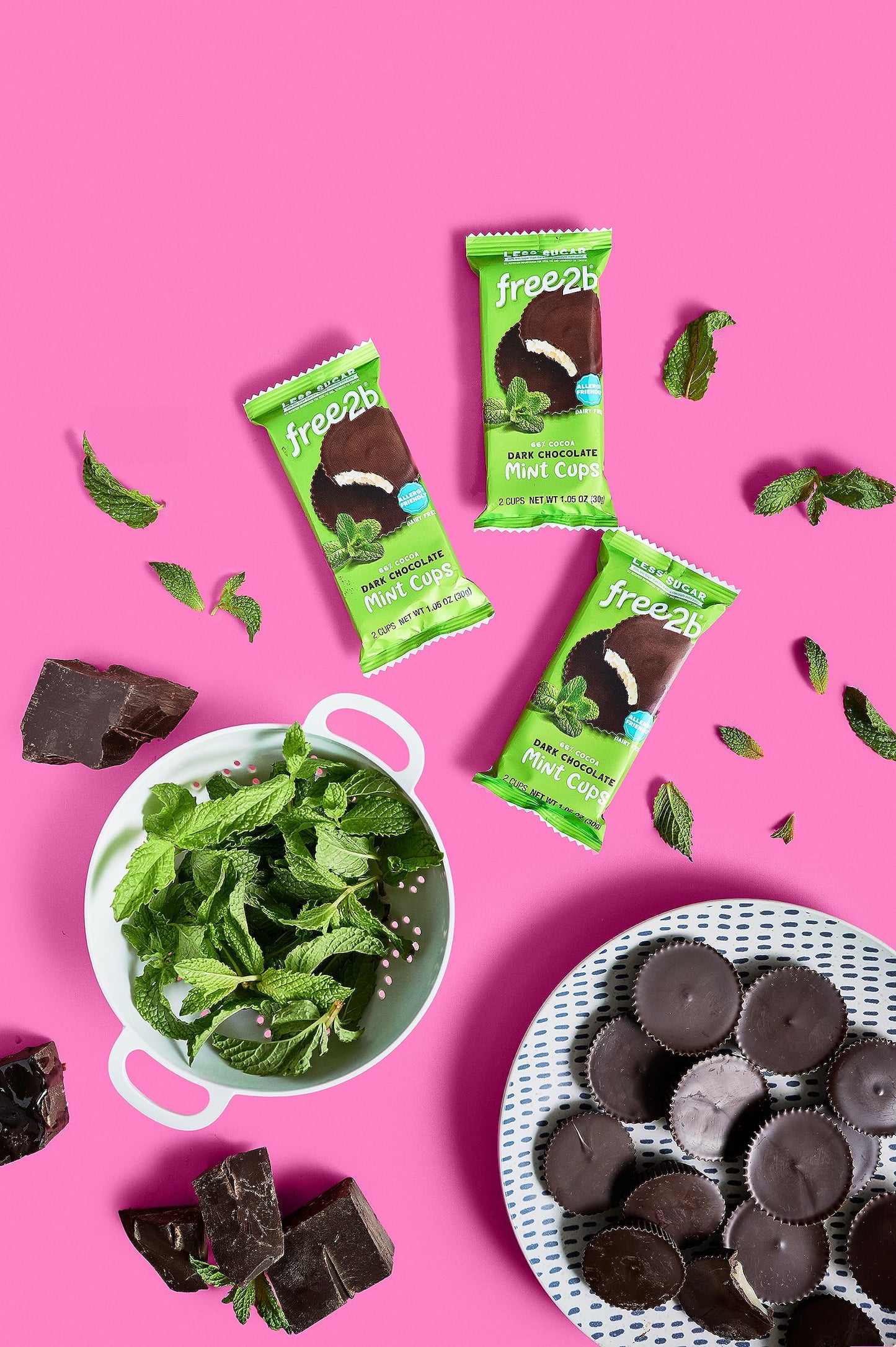 Free2B Dark Chocolate Mint Cups, Safe For School And Allergy Friendly - Gluten-Free, Dairy-Free, Nut-Free, And Soy-Free - Dark Chocolate, 2-Cup Packages (Pack Of 12)