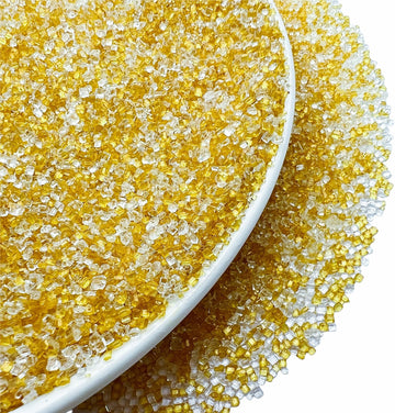 SE Si&Moos Gold and White Sanding Sugar Sprinkles White and Gold Srpinkles Sugar Rimmer for Cocktails, Edible Colored Sugars for