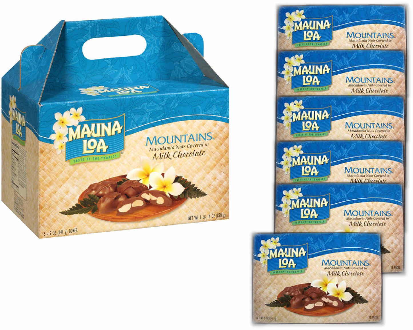 Mauna Loa Mountains, Chocolate Covered Macadamia Nuts In Milk Chocolate (6 Individually Wrapped Boxes In Carrying Case),850 Gram