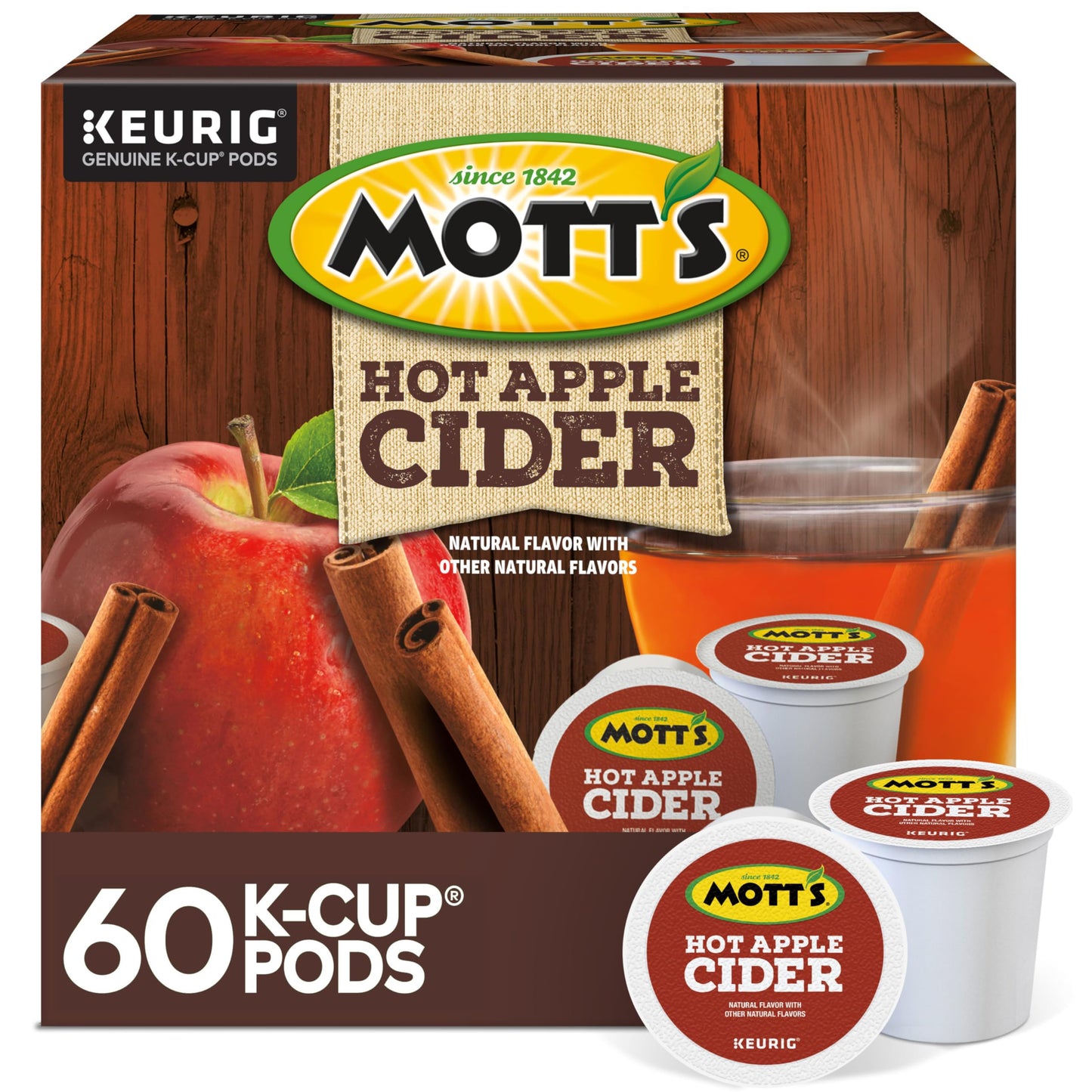 Keurig Motts Hot Apple Cider, 60 Count (6 Packs of 10), Ideal for Warm Beverages