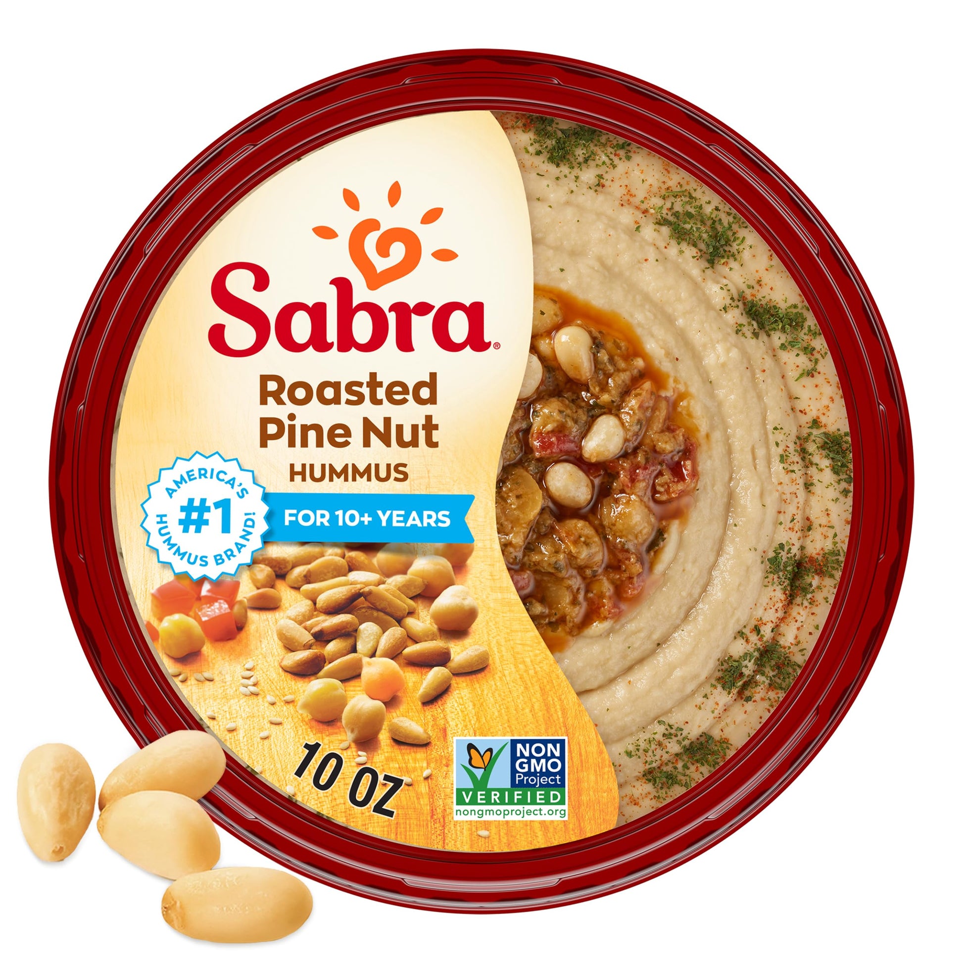 Sabra Pine Nut Hummus, Great Hummus for Dipping, Snacking and Sharing, 10 Oz Tub