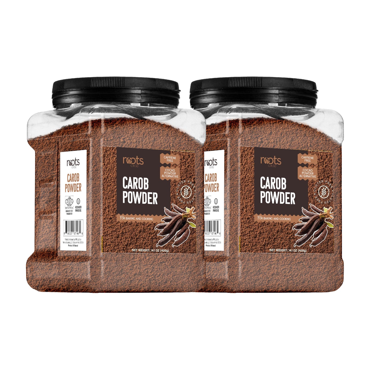 Roots Circle Carob Powder Unsweetened, 28oz Bulk - Caffeine-Free Cocoa Alternative for Smoothies, Cookies, and Yogurt