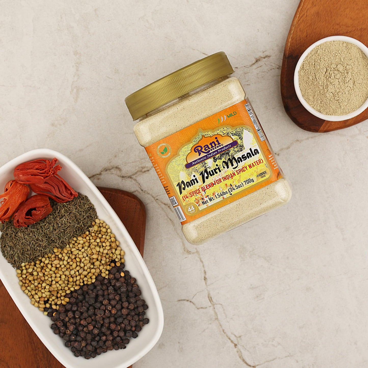 Rani Pani Puri Masala, 14-Spice Blend, 24.5oz, All Natural, Vegan, Gluten Friendly, Kosher, Indian Origin