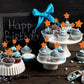 Gyufise 42Pcs Mixed Size Little Star Cupcake Toppers Orange Glitter Twinkle Star Cupcake Picks Wedding Engagement Bridal Shower