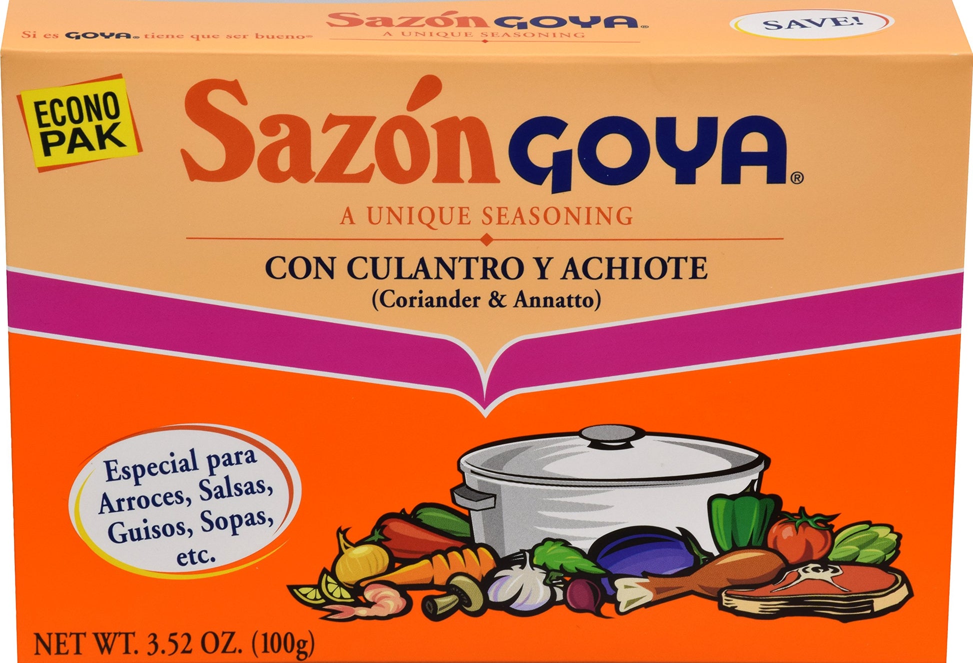 Goya Foods Saz  n, Seasoning With Coriander & Annatto, 3.52 Oz