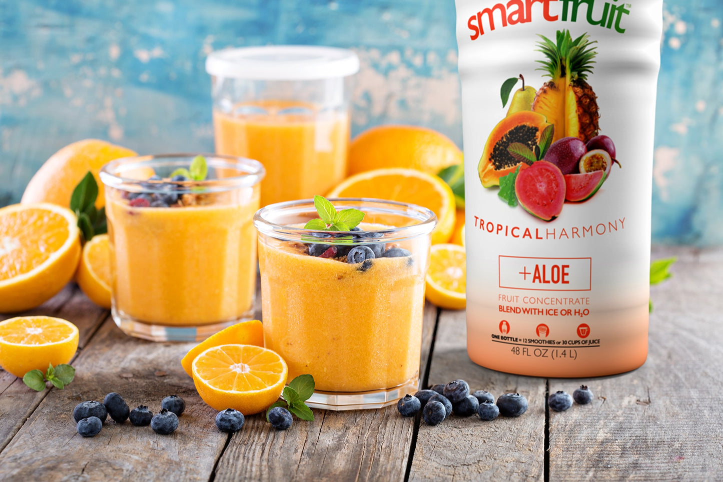 Smartfruit Tropical Harmony + Aloe, 100% Real Fruit Pur  e, Non-GMO, No Additives, Vegan - 48 Fl. Oz - 2 Pack