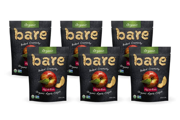 Bare Baked Crunchy Organic Apple Chips, Fuji & Reds, Gluten Free, 3 Ounce Bag, 6 Count
